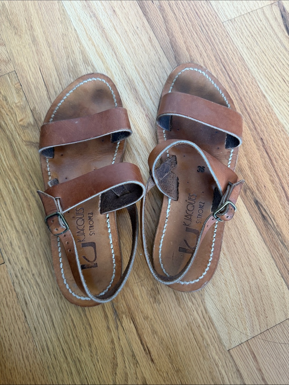 Kids Brown Leather Adjustable Strap Sandals
